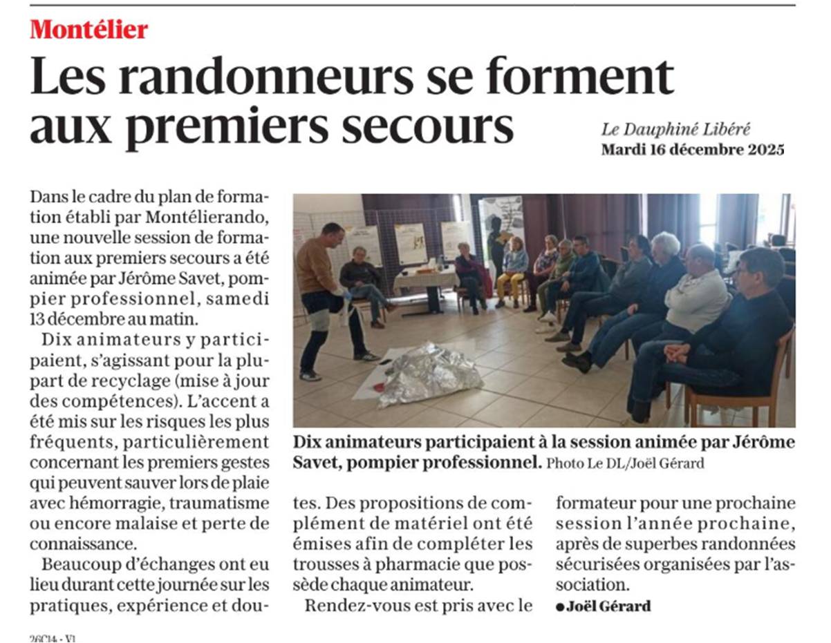 Article Dauphine MontelieRando en formation 16 12 2025